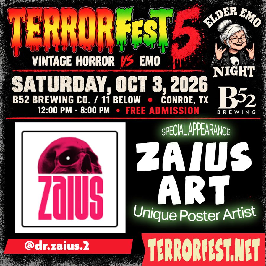 Zaius Art, Unique Poster Artist. Special appearance at TerrorFest V.